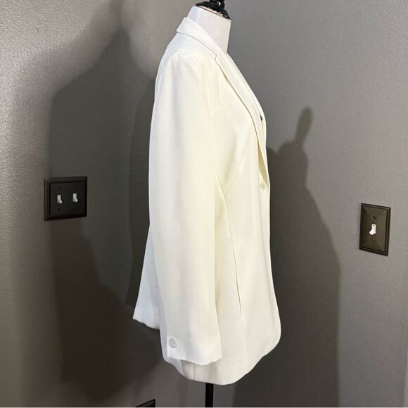 Vintage Jones wear Cream Crepe Single Button Blazer Jacket - Picture 6 of 11